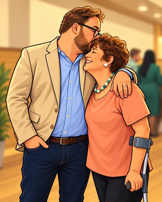 Bruno beside his mother, whose video game rental store shaped his childhood.